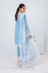 3 Piece Unstitched Embroidered Lawn Suit with Burnout Printed Net Dupatta FE-52012