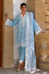 3 Piece Unstitched Embroidered Lawn Suit with Burnout Printed Net Dupatta FE-52012