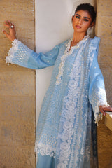 3 Piece Unstitched Embroidered Lawn Suit with Burnout Printed Net Dupatta FE-52012