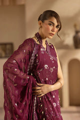 3 Piece Unstitched Embroidered Chiffon Suit with Embroidered Chiffon Dupatta LE-52014