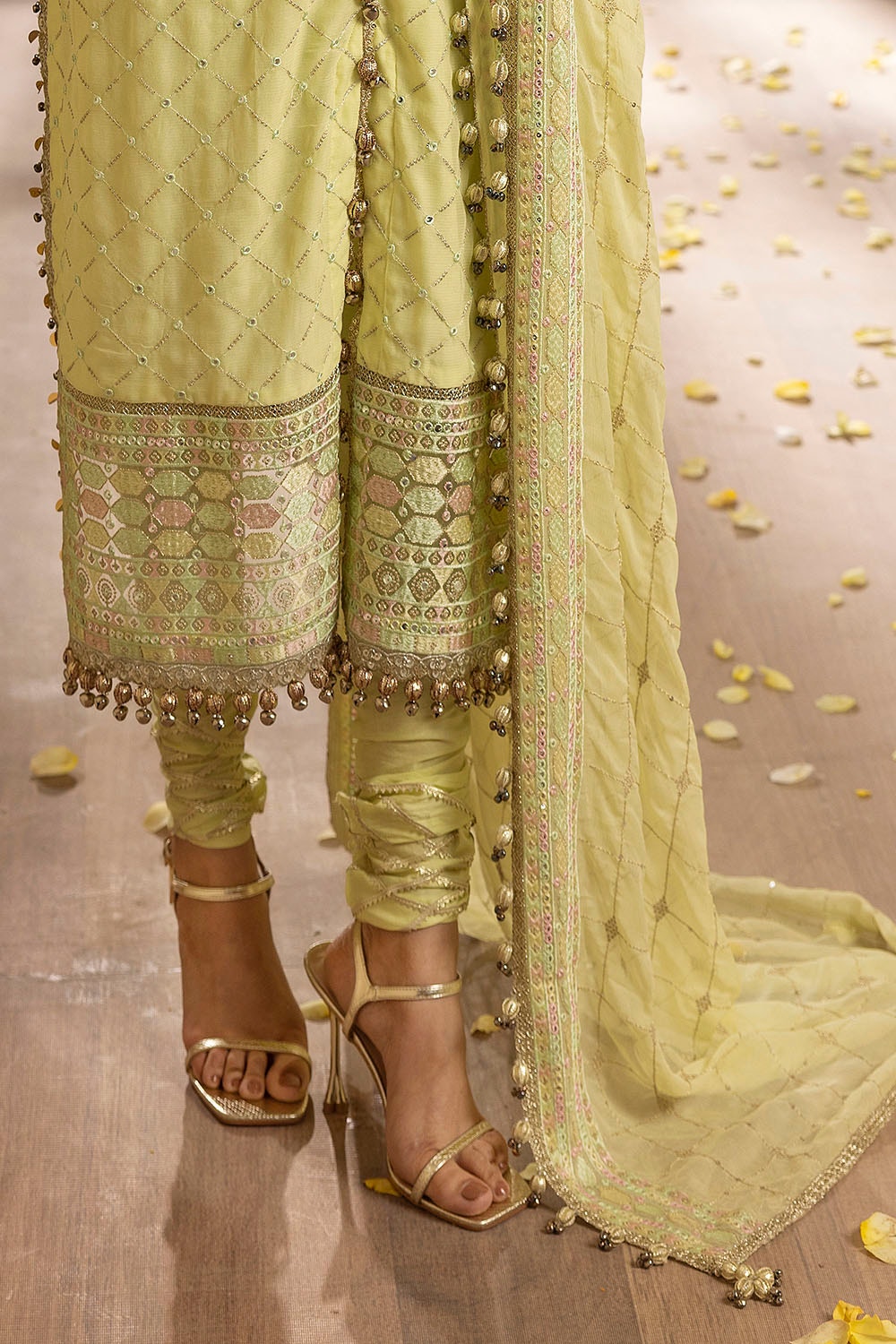3 Piece Unstitched Embroidered Chiffon Suit with Embroidered Chiffon Dupatta