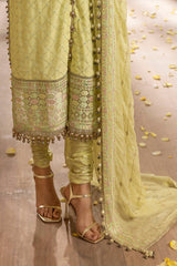 3 Piece Unstitched Embroidered Chiffon Suit with Embroidered Chiffon Dupatta LE-52003