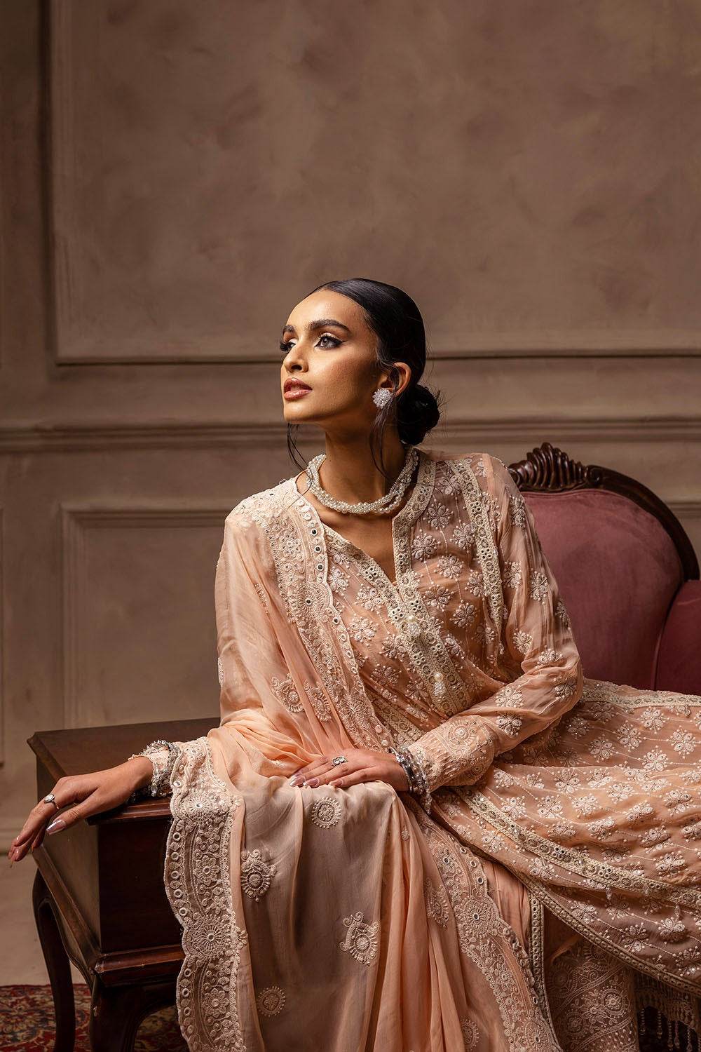 3 Piece Unstitched Embroidered Chiffon Suit with Embroidered Chiffon Dupatta