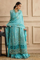 3 Piece Unstitched Embroidered Chiffon Suit with Embroidered Chiffon Dupatta LE-52005