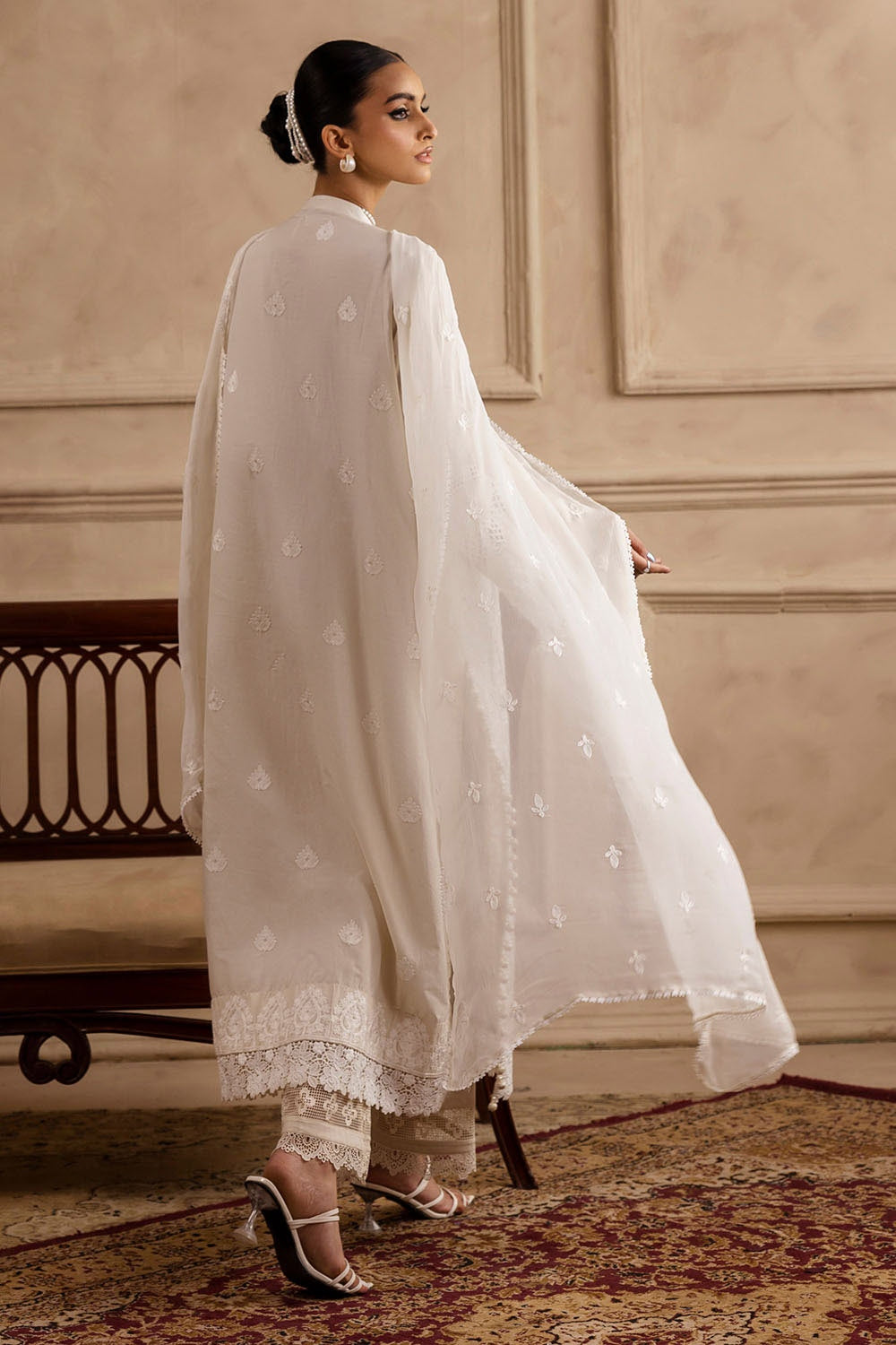 3 Piece Unstitched Embroidered Lawn Suit with Embroidered Chiffon Dupatta PM-52055