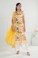 3 Piece Unstitched Embroidered Printed Lawn Suit with Embroidered Chiffon Dupatta PR-52002