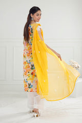 3 Piece Unstitched Embroidered Printed Lawn Suit with Embroidered Chiffon Dupatta PR-52002
