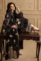 3 Piece Unstitched Embroidered Swiss Voile Suit with Embroidered Chiffon Dupatta LSV-52008