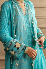 3 Piece Unstitched Embroidered Swiss Voile Suit with Embroidered Chiffon Dupatta LSV-52005