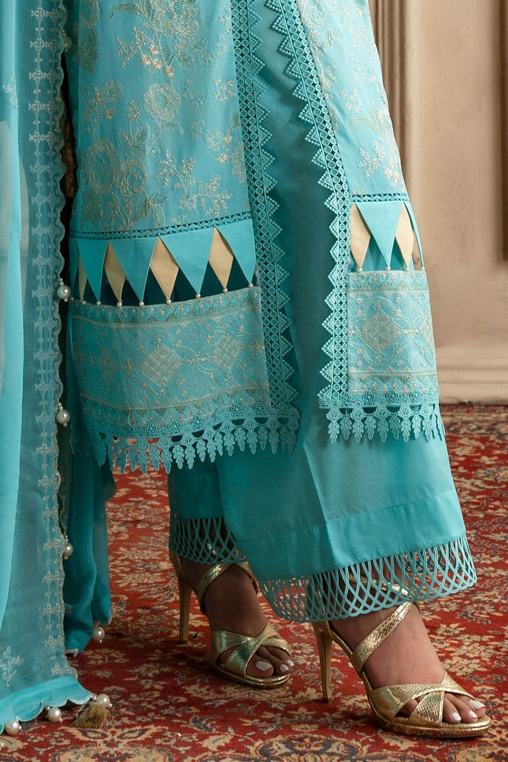 3 Piece Unstitched Embroidered Swiss Voile Suit with Embroidered Chiffon Dupatta
