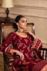 3 Piece Unstitched Embroidered Swiss Voile Suit with Embroidered Chiffon Dupatta LSV-52022