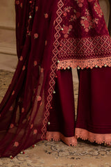 3 Piece Unstitched Embroidered Swiss Voile Suit with Embroidered Chiffon Dupatta LSV-52022