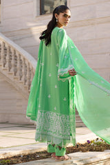 3 Piece Unstitched Embroidered Lawn Suit with Embroidered Chiffon Dupatta FE-52101