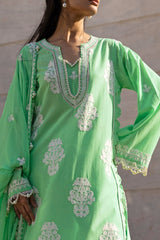 3 Piece Unstitched Embroidered Lawn Suit with Embroidered Chiffon Dupatta FE-52101
