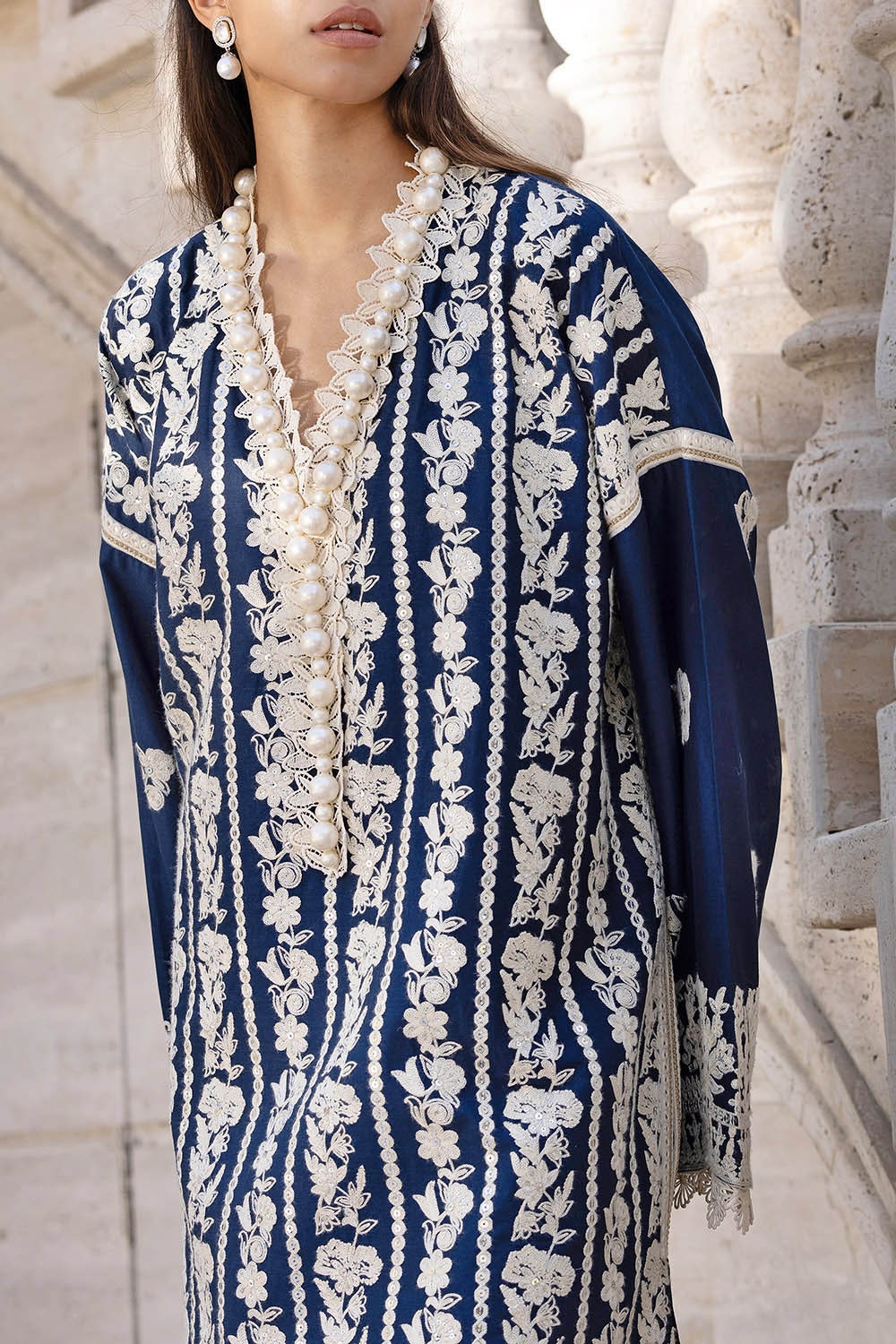 3 Piece Unstitched Embroidered Lawn Suit with Embroidered Chiffon Dupatta