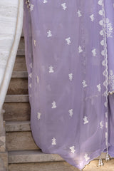 3 Piece Unstitched Embroidered Lawn Suit with Embroidered Chiffon Dupatta FE-52108