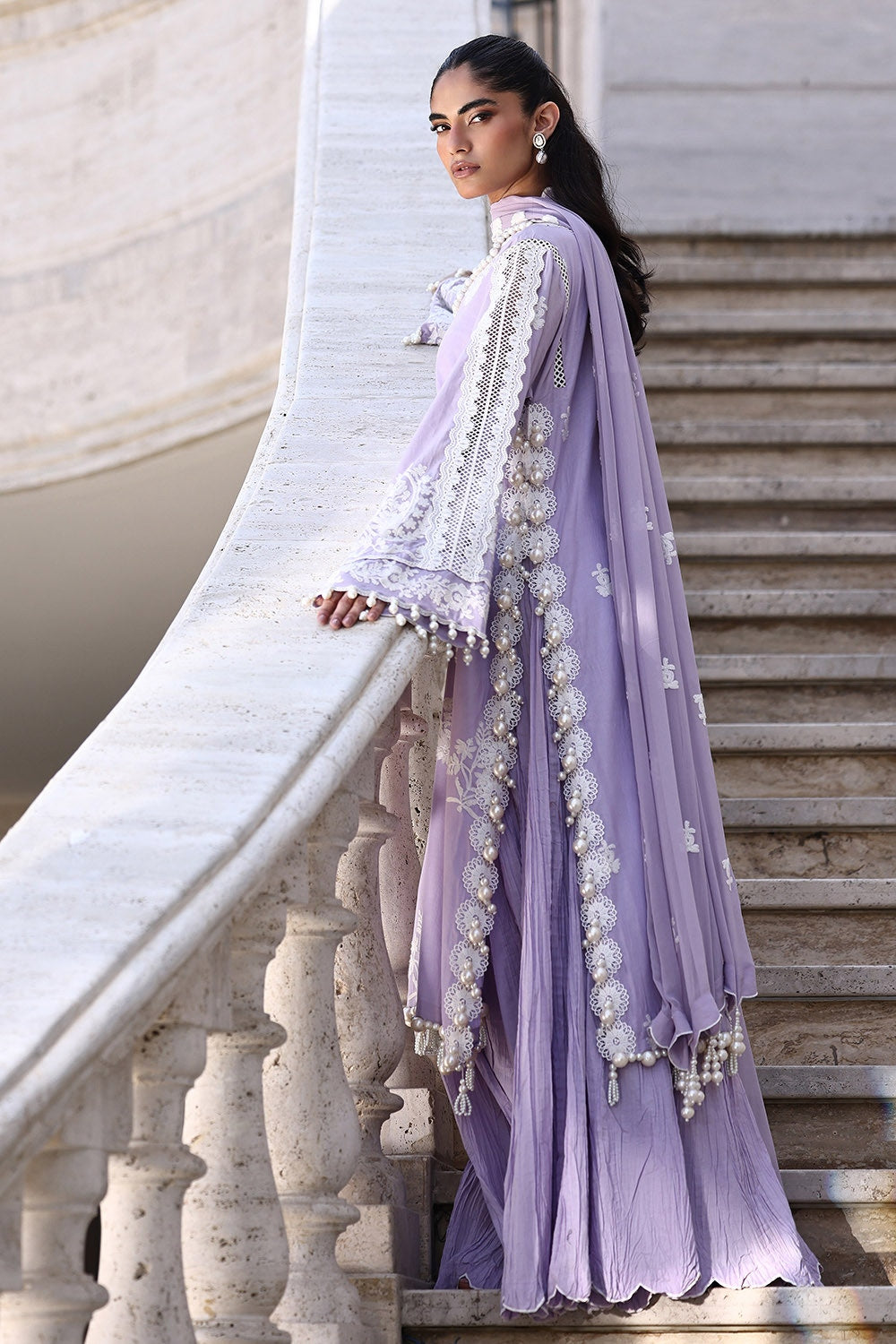 3 Piece Unstitched Embroidered Lawn Suit with Embroidered Chiffon Dupatta FE-52108