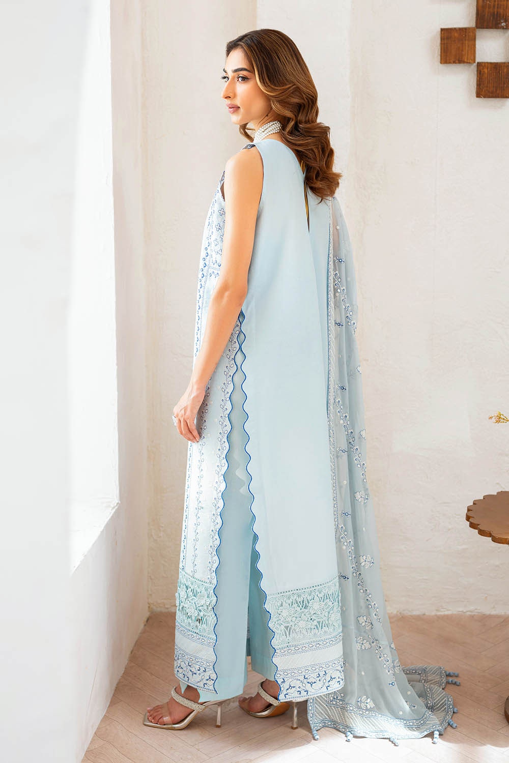 3 Piece Unstitched Embroidered Lawn Suit with Embroidered Chiffon Dupatta FE-52141