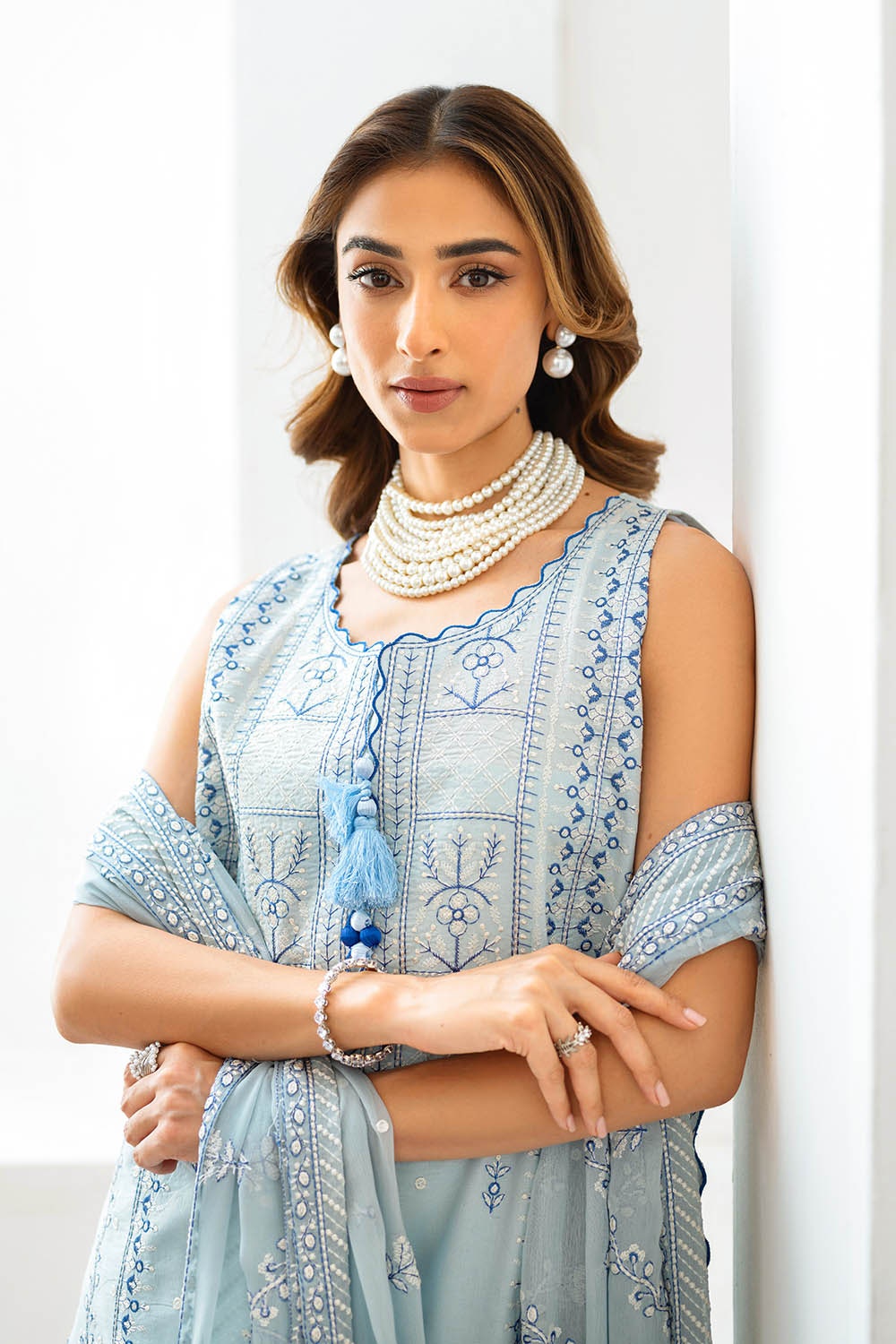 3 Piece Unstitched Embroidered Lawn Suit with Embroidered Chiffon Dupatta FE-52141