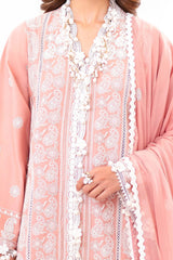 3 Piece Unstitched Embroidered Lawn Suit with Embroidered Chiffon Dupatta FE-52133