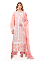 3 Piece Unstitched Embroidered Lawn Suit with Embroidered Chiffon Dupatta FE-52133