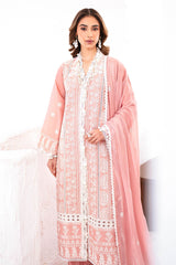 3 Piece Unstitched Embroidered Lawn Suit with Embroidered Chiffon Dupatta FE-52133