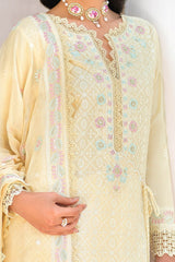3 Piece Unstitched Embroidered Lawn Suit with Embroidered Chiffon Dupatta FE-52140