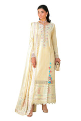 3 Piece Unstitched Embroidered Lawn Suit with Embroidered Chiffon Dupatta FE-52140