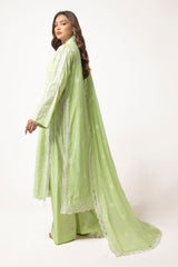 3 Piece Unstitched Embroidered Lawn suit with Embroidered Chiffon Dupatta PM-52058