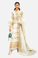3 Piece Unstitched Embroidered Lawn Suit with Embroidered Chiffon Dupatta FE-52128