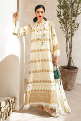 3 Piece Unstitched Embroidered Lawn Suit with Embroidered Chiffon Dupatta FE-52128