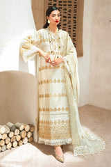 3 Piece Unstitched Embroidered Lawn Suit with Embroidered Chiffon Dupatta FE-52128