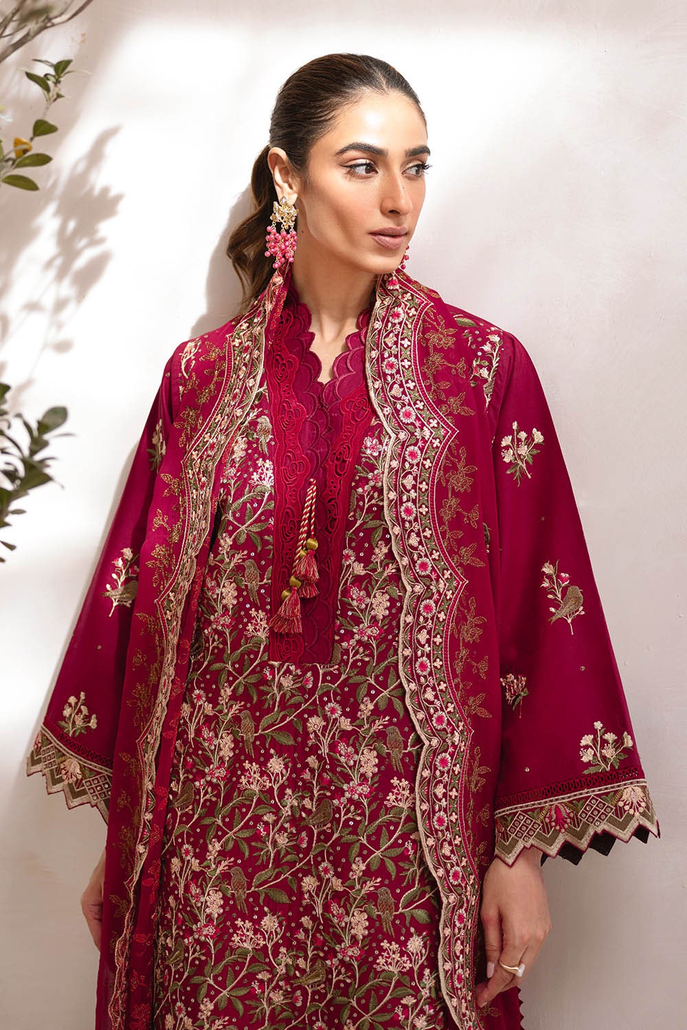 3 Piece Unstitched Embroidered Lawn Suit with Embroidered Chiffon Dupatta