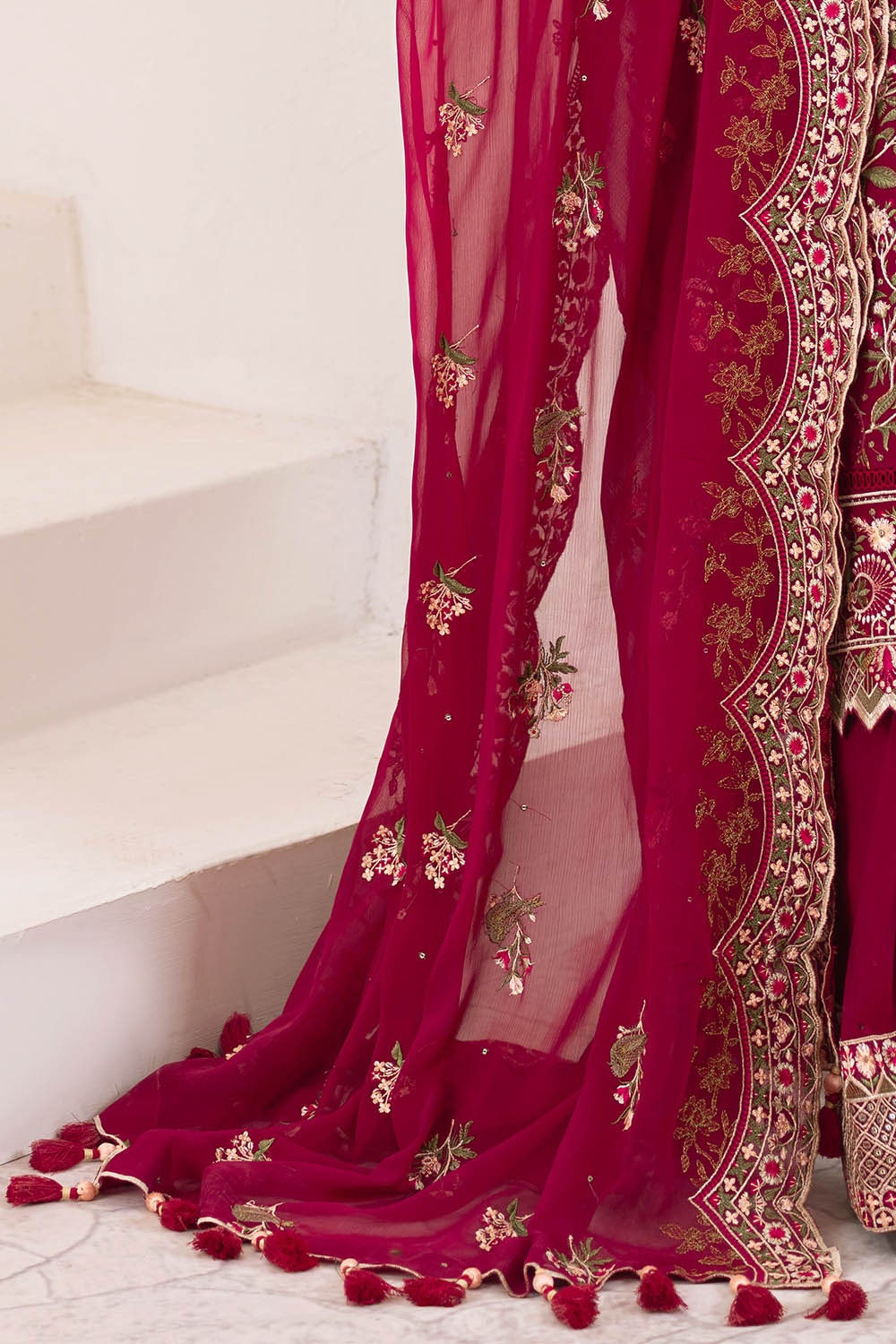 3 Piece Unstitched Embroidered Lawn Suit with Embroidered Chiffon Dupatta