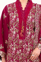 3 Piece Unstitched Embroidered Lawn Suit with Embroidered Chiffon Dupatta FE-52129