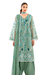 3 Piece Unstitched Embroidered Organza Suit with Embroidered Chiffon Dupatta FE-52157