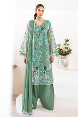 3 Piece Unstitched Embroidered Organza Suit with Embroidered Chiffon Dupatta FE-52157