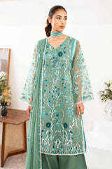 3 Piece Unstitched Embroidered Organza Suit with Embroidered Chiffon Dupatta FE-52157