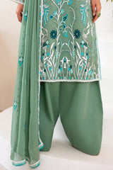 3 Piece Unstitched Embroidered Organza Suit with Embroidered Chiffon Dupatta FE-52157