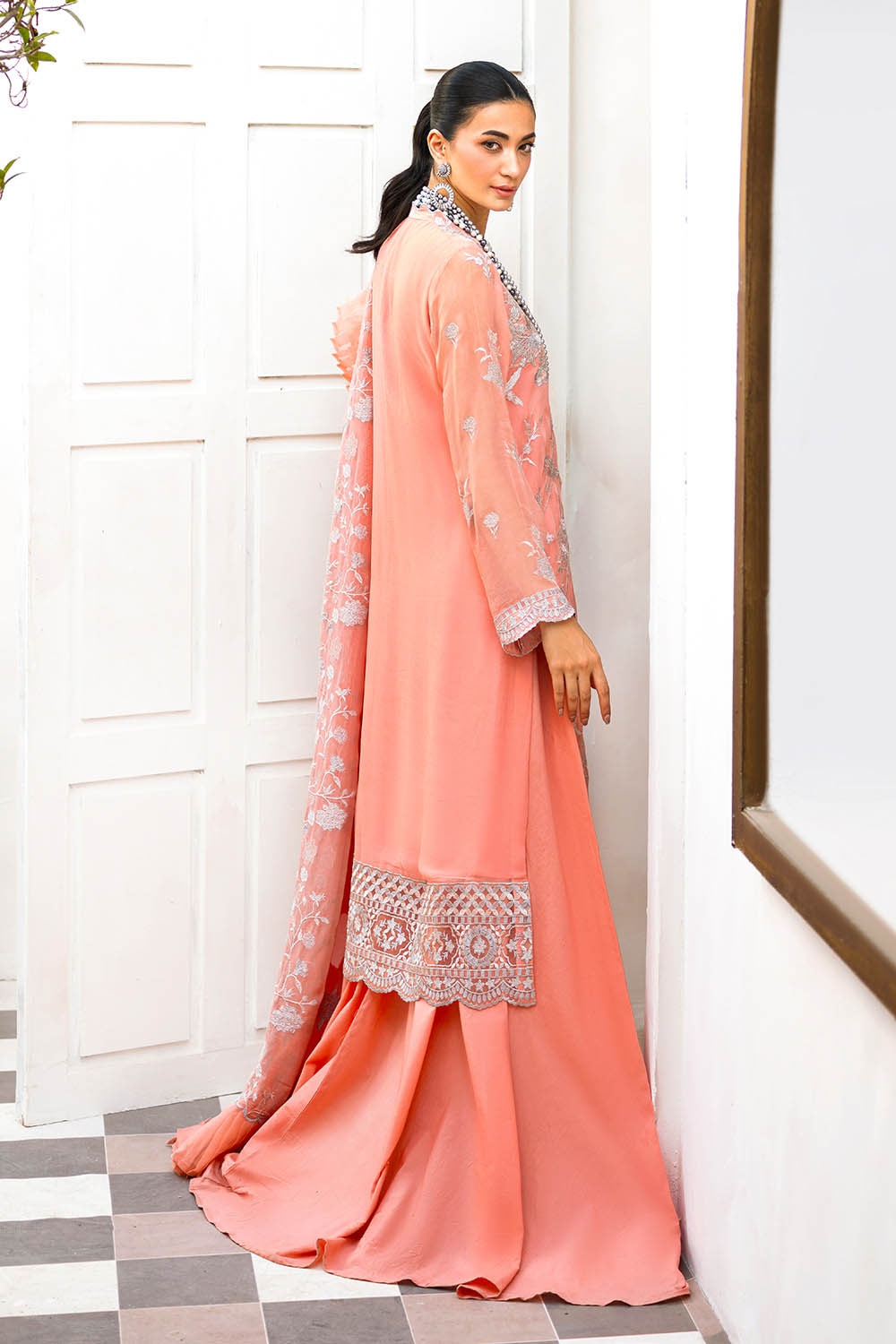 3 Piece Unstitched Embroidered Chiffon Suit with Embroidered Chiffon Dupatta FE-52162