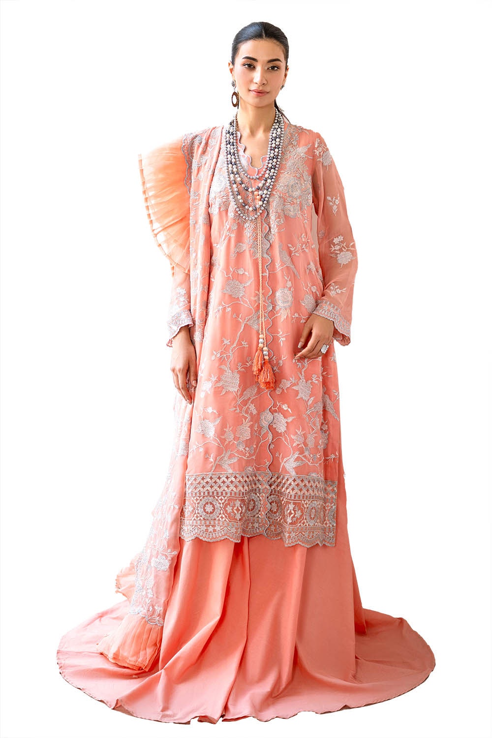 3 Piece Unstitched Embroidered Chiffon Suit with Embroidered Chiffon Dupatta FE-52162