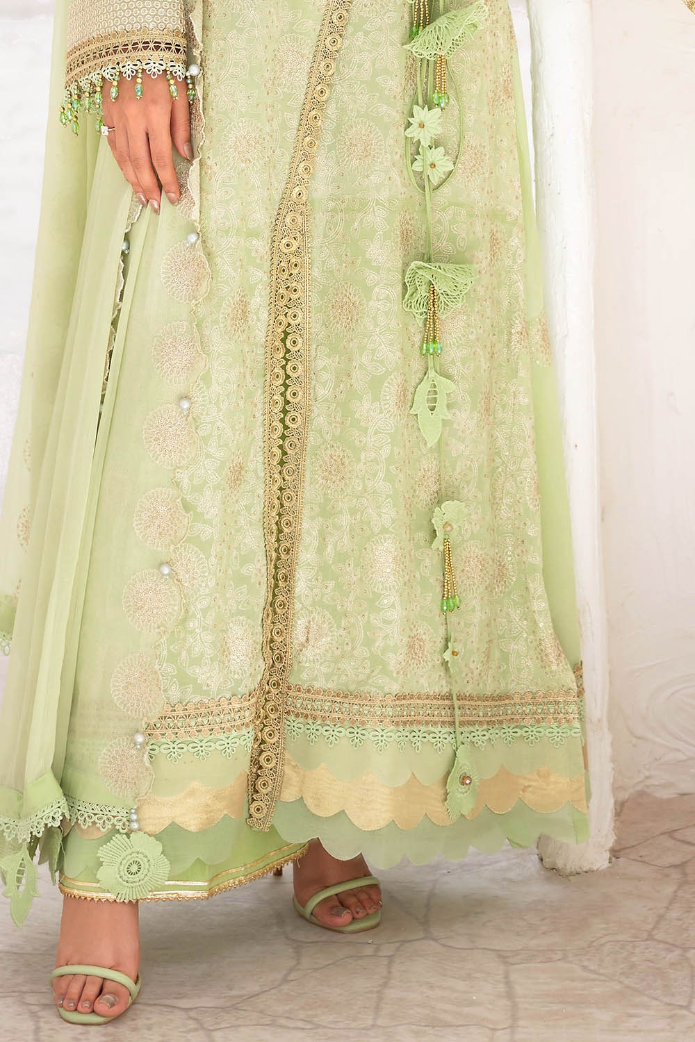 3 Piece Unstitched Embroidered Swiss Voile Suit with Embroidered Chiffon Dupatta FE-52166