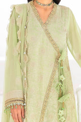 3 Piece Unstitched Embroidered Swiss Voile Suit with Embroidered Chiffon Dupatta FE-52166