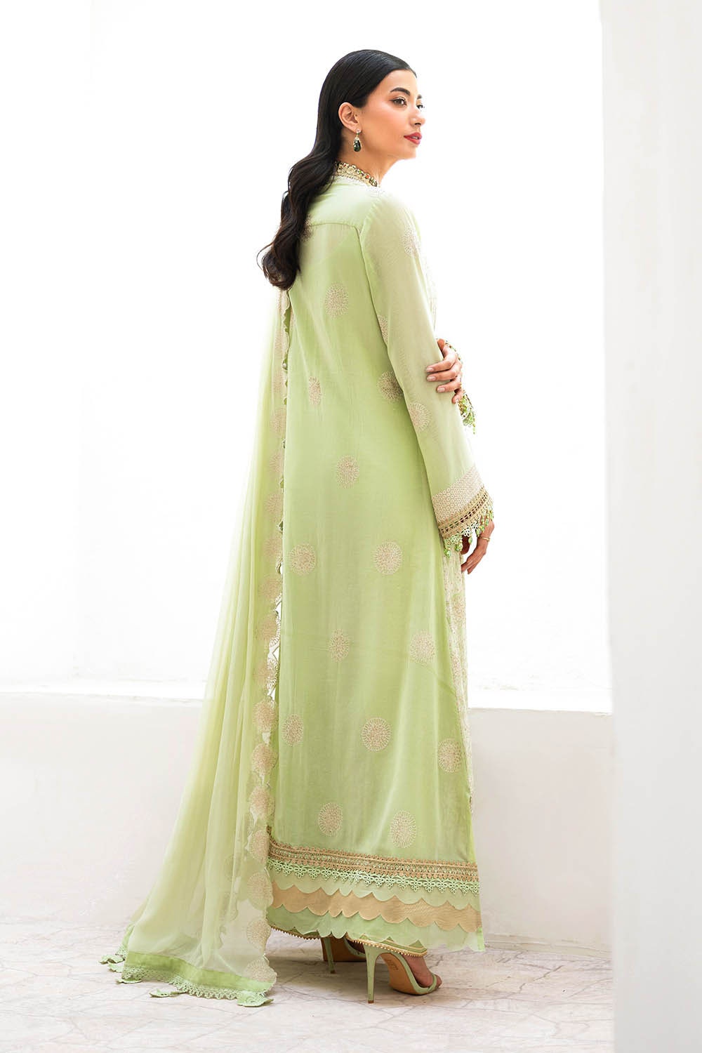 3 Piece Unstitched Embroidered Swiss Voile Suit with Embroidered Chiffon Dupatta