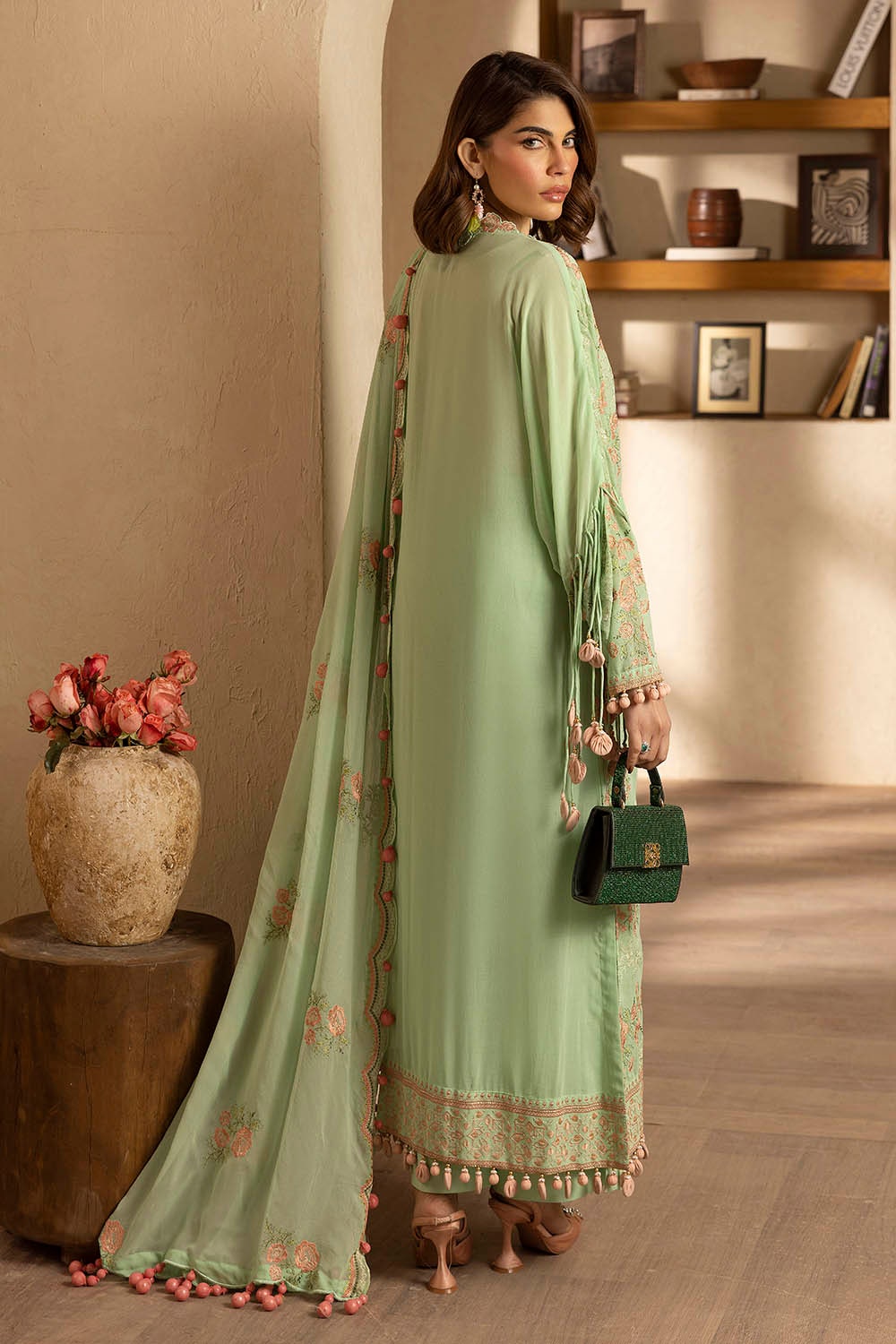 3 Piece Unstitched Embroidered Swiss Voile Suit with Embroidered Chiffon Dupatta LSV-52006
