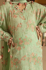 3 Piece Unstitched Embroidered Swiss Voile Suit with Embroidered Chiffon Dupatta LSV-52006