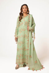 3 Piece Unstitched Embroidered Swiss Voile Suit with Embroidered Chiffon Dupatta LSV-52006