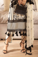 3 Piece Unstitched Embroidered Swiss Voile Suit with Embroidered Chiffon Dupatta LSV-52009