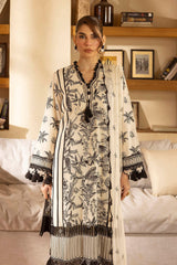 3 Piece Unstitched Embroidered Swiss Voile Suit with Embroidered Chiffon Dupatta LSV-52009