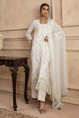 3 Piece Unstitched Embroidered Swiss Voile Suit with Embroidered Chiffon Dupatta with Lace LSV-52017